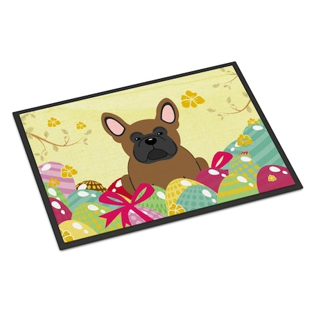 Carolines Treasures 18 x 27 in. Easter Eggs French Bulldog Brown Indoor or Outdoor Mat BB6013MAT